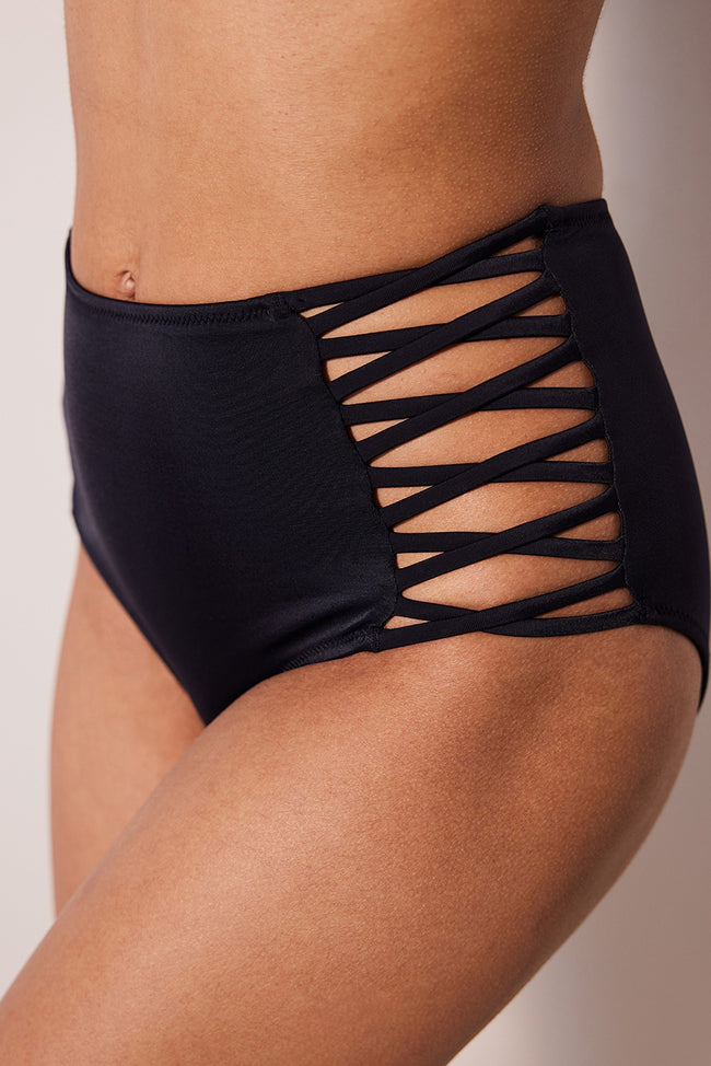 High Fashion Black Bikini Bottom Hover Image