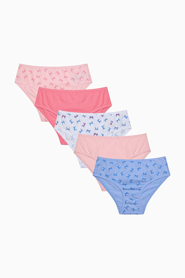 Girl Colorful Bows 5-Pack Multicolored Slip Panties Hover Image