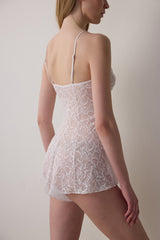 Off-White Accessorized Floral Lace Bridal Jumpsuit