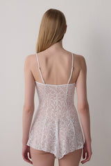 Off-White Accessorized Floral Lace Bridal Jumpsuit