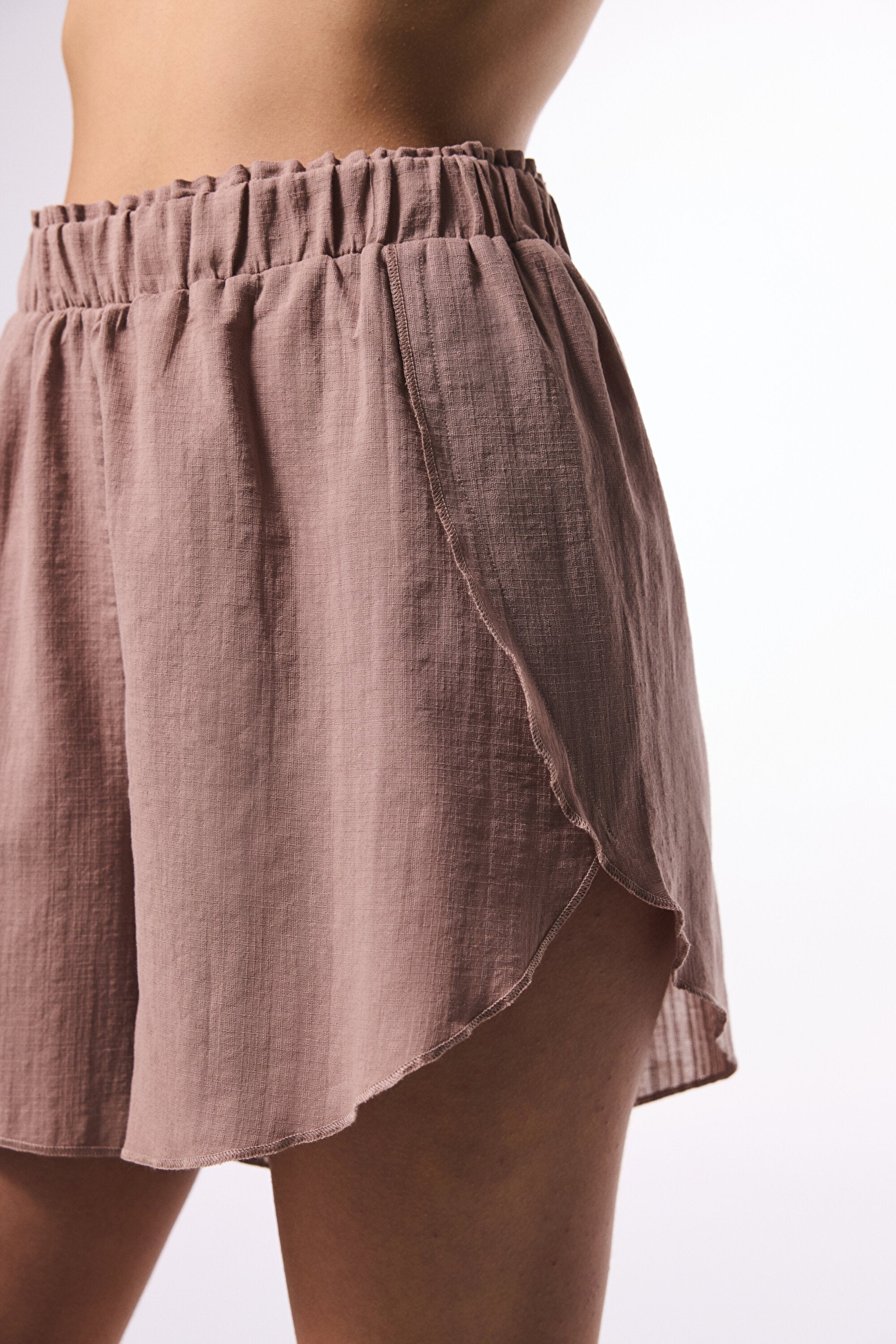 Beige Peek Mini Shorts