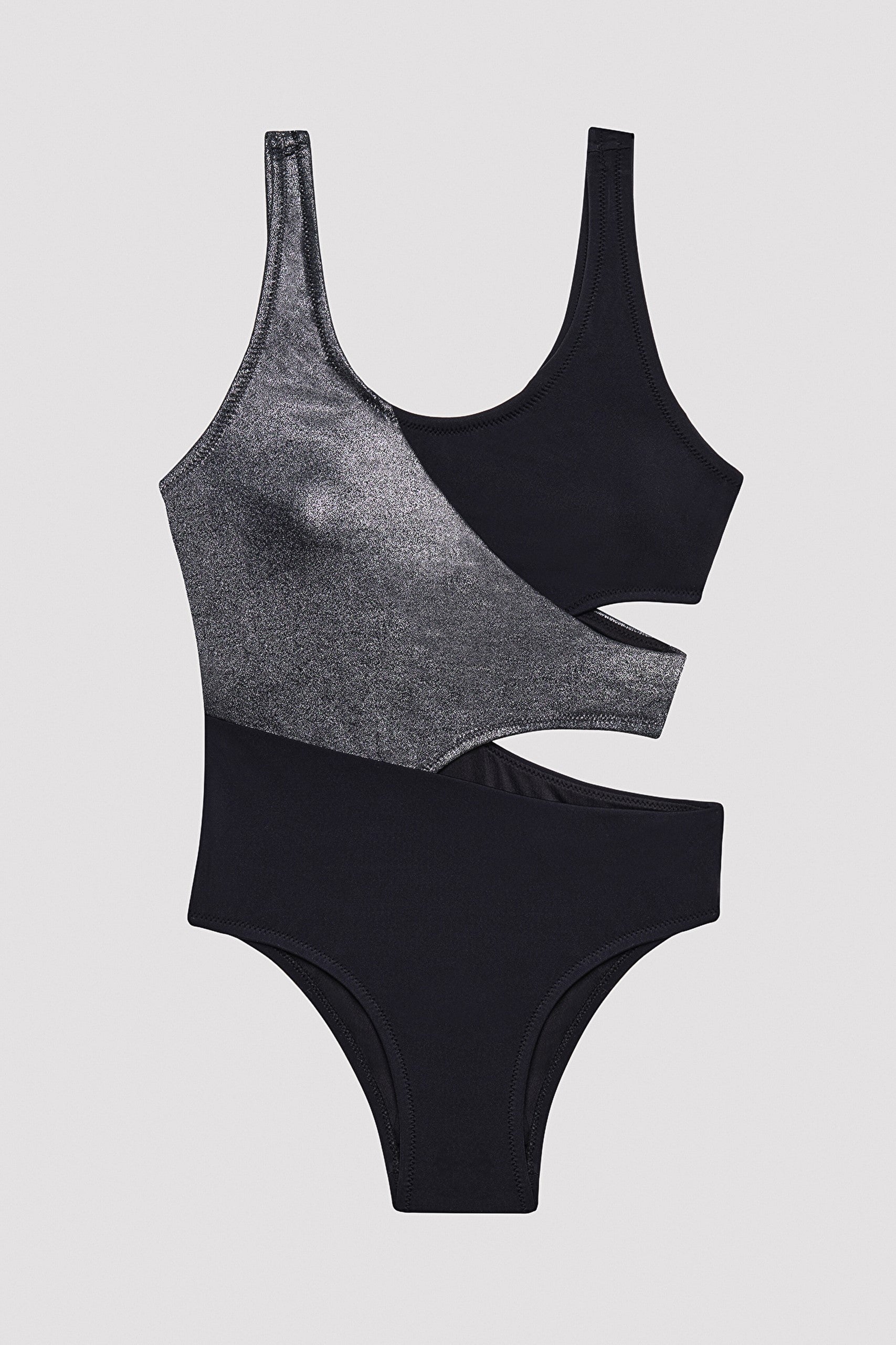 Teen Black Silver Monokini
