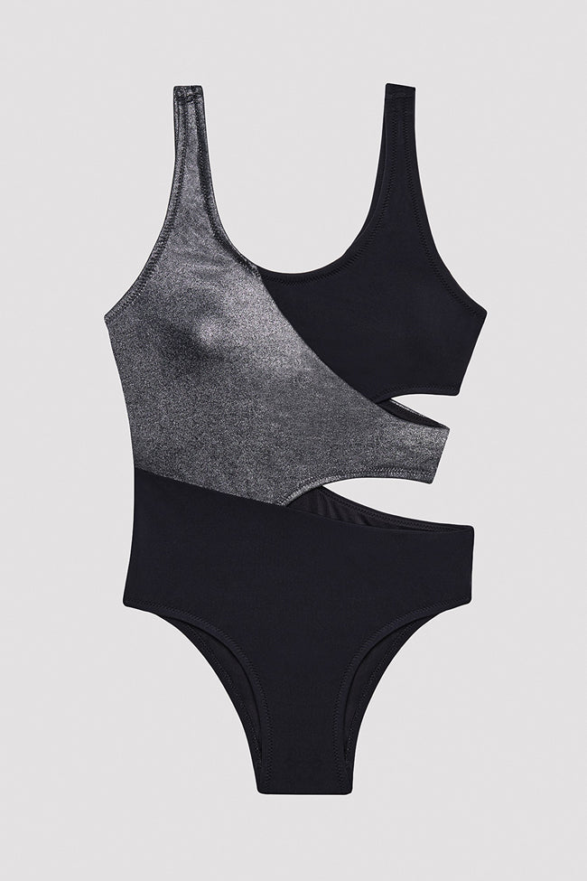 Teen Black Silver Monokini Hover Image