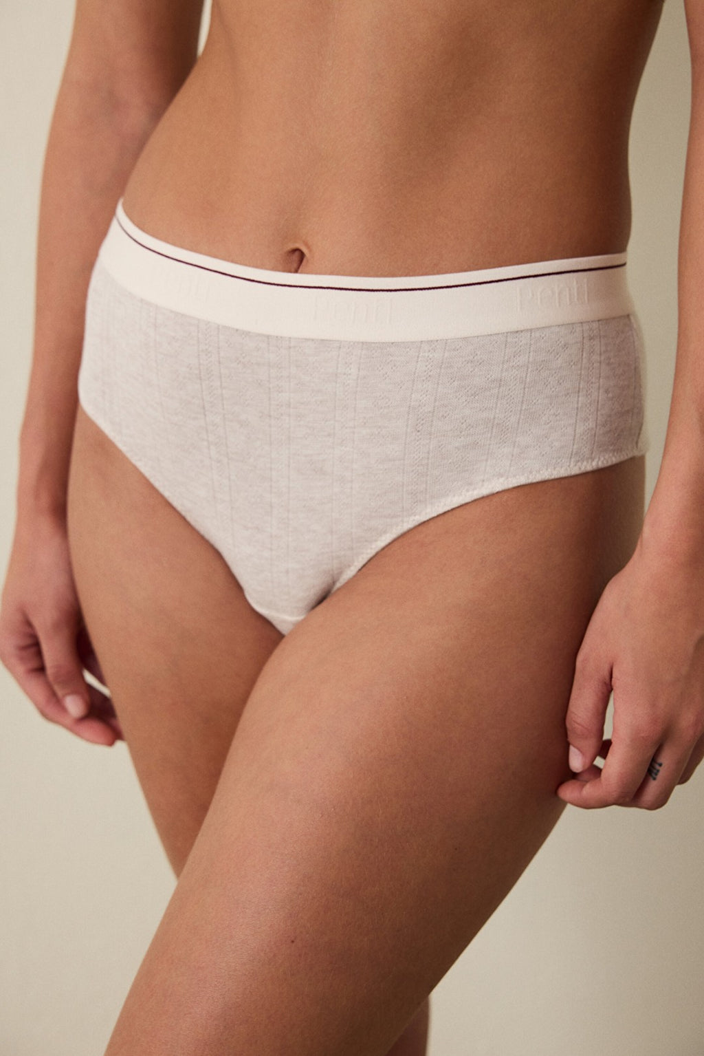 Beige Melange Cheeky Low Waist Hipster Panties