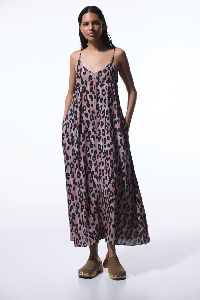 Clove Leopard Print V-Neck Maxi Dress Hover Image