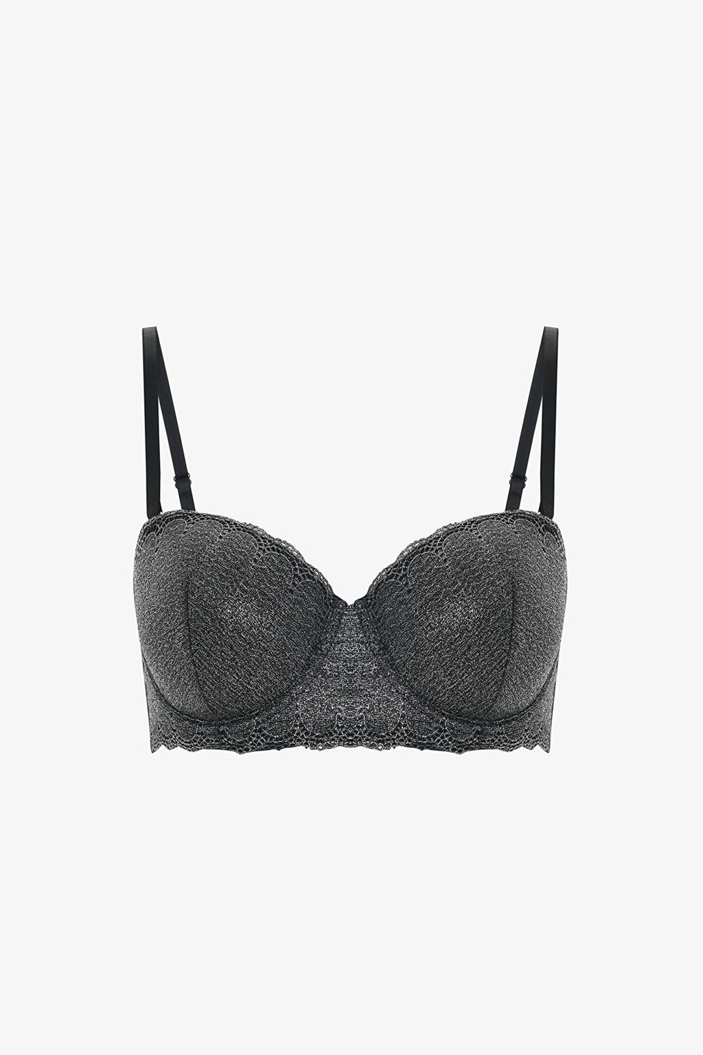 Silver Anthracite Bloom Shinny Bra
