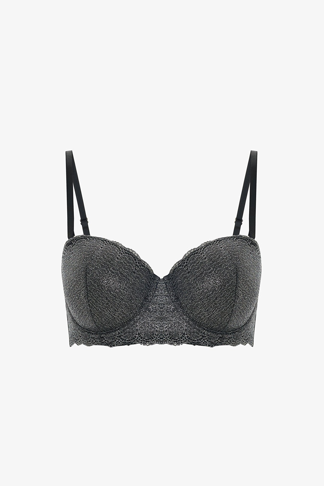 Silver Anthracite Bloom Shinny Bra
