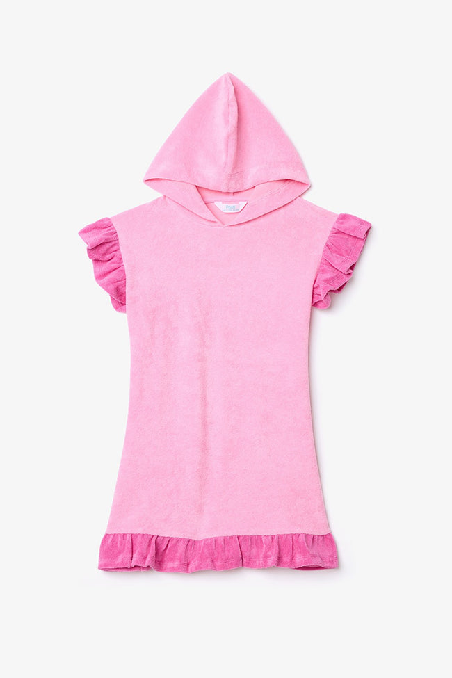 Pink Girl's Sweet Ruffled Towel Kaftan Hover Image