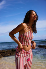 Striped Moi Halter Neck Crop Top