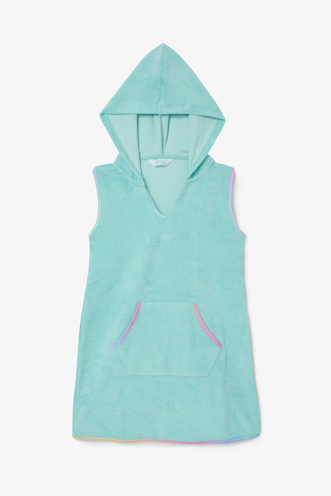 Light Blue Girl Beach V Neck Towel Dress Hover Image