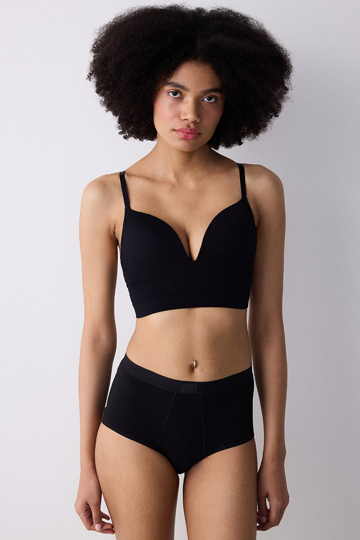 Essentials High Waist Black Slip Panties