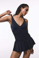 Black Skirted Swimsuit with Removable Cups