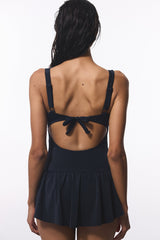 Black Skirted Swimsuit with Removable Cups