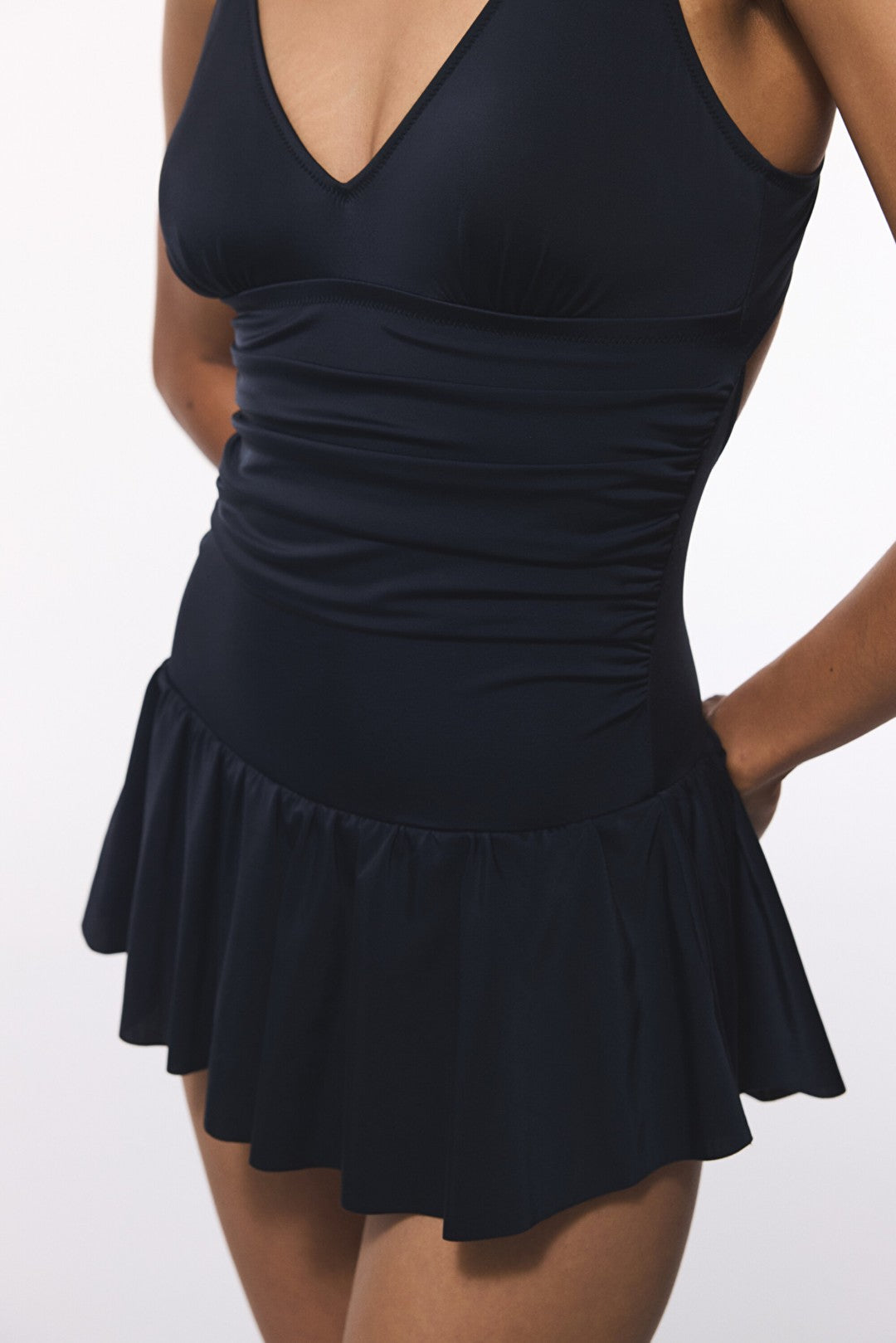 Black Skirted Swimsuit with Removable Cups