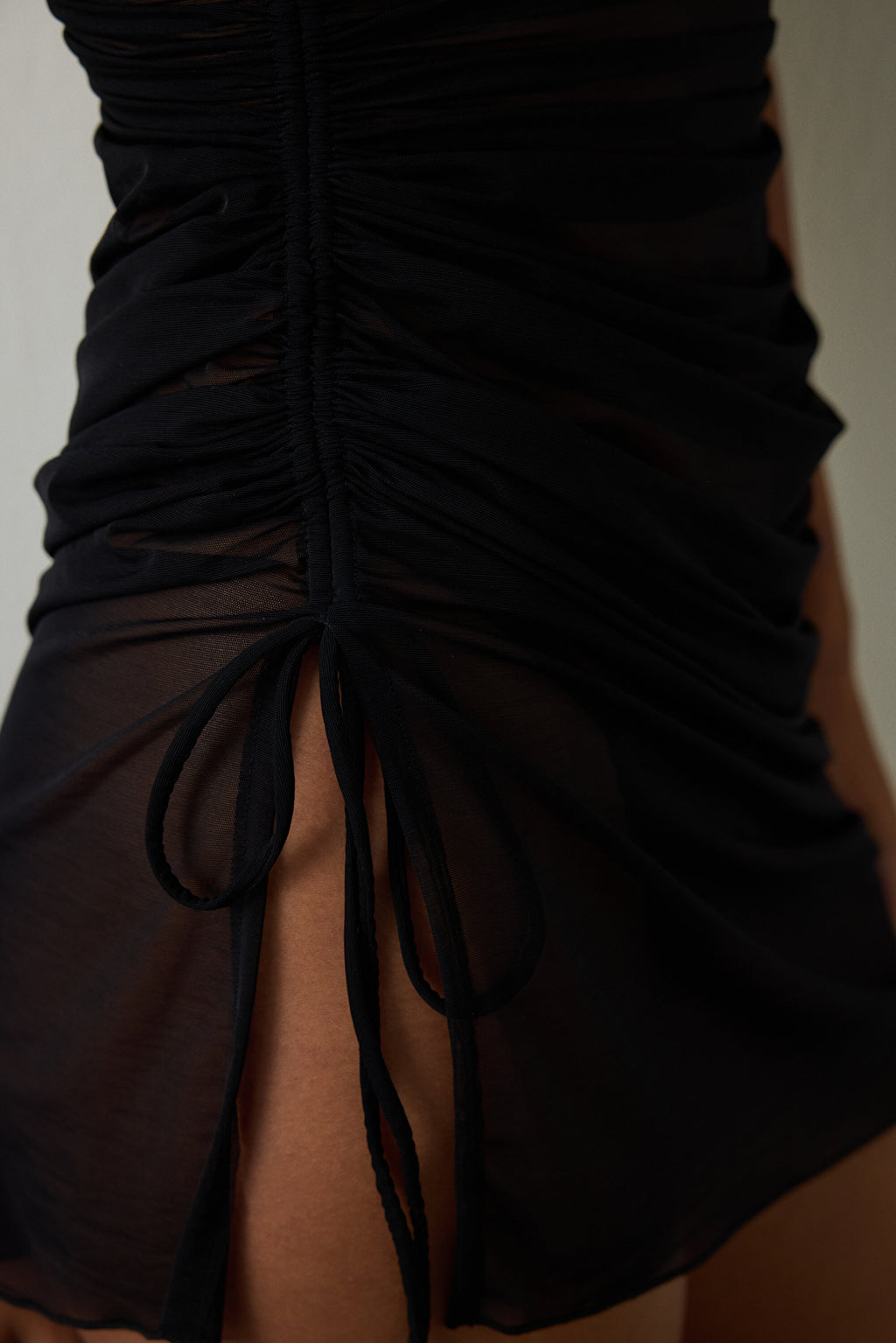 Black Velvet Babydoll with Adjustable Straps and Tulle Details