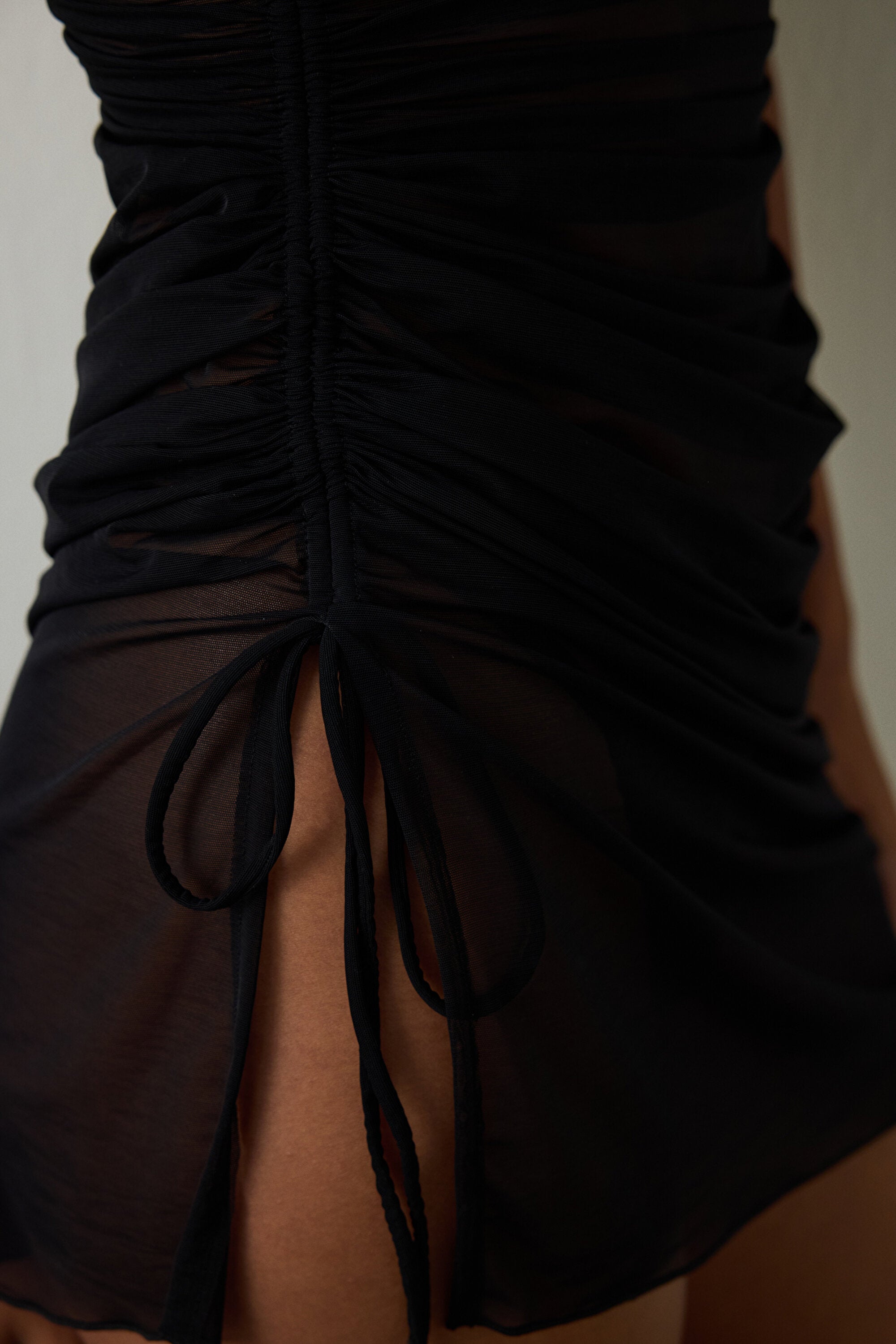 Black Velvet Babydoll with Adjustable Straps and Tulle Details