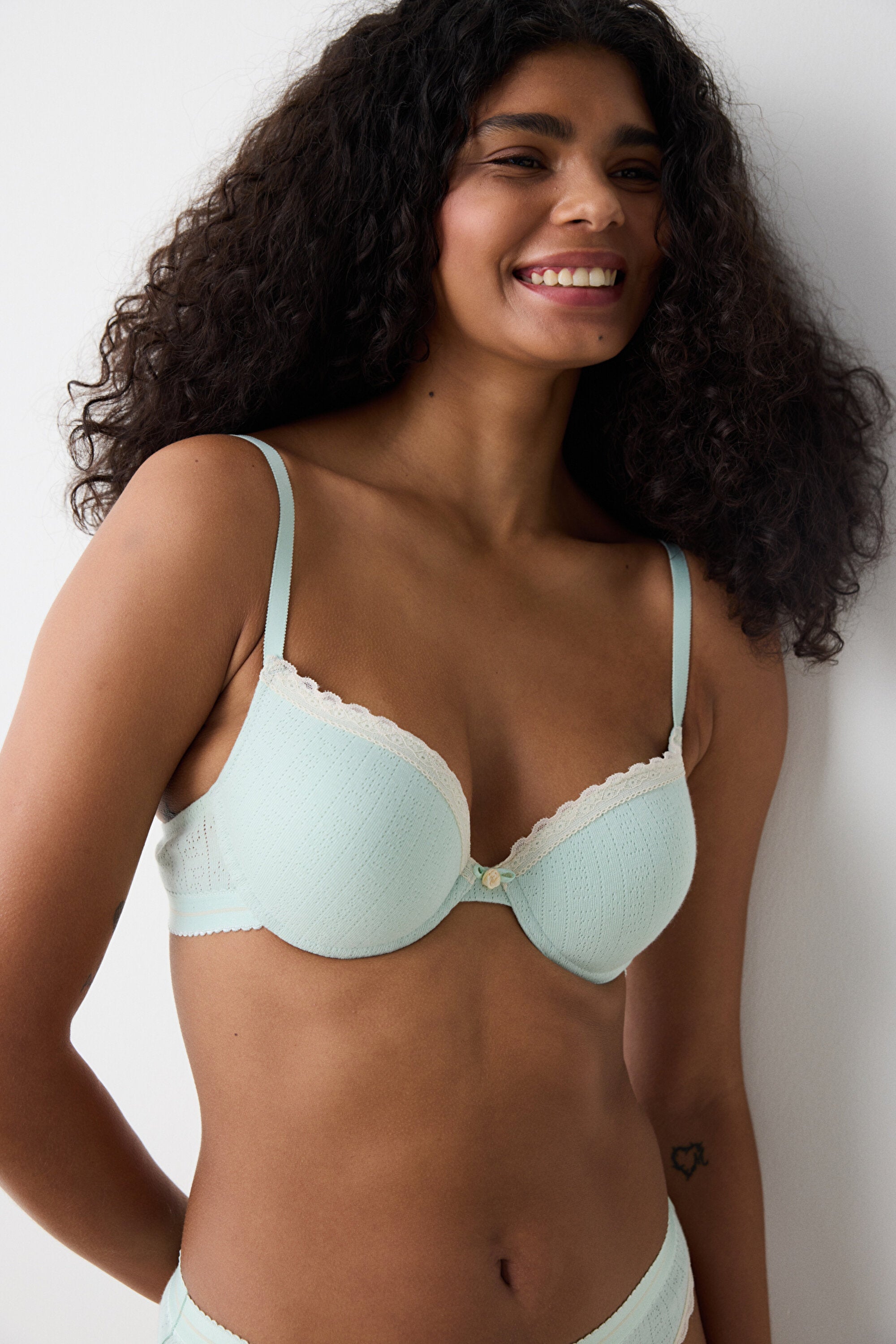 Viva Push Up Cotton Mint Green Cotton Bra