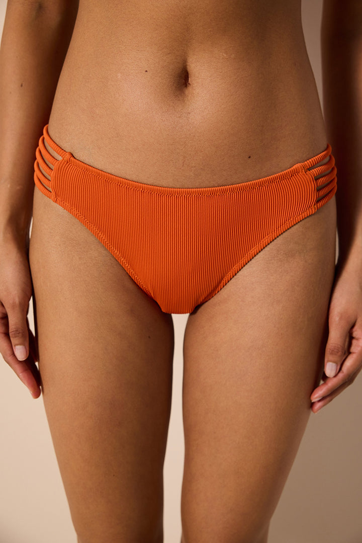 Brigett Chic Textured Orange Bikini Bottom