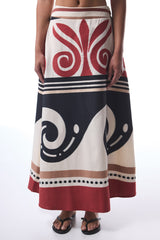 Ethnic Patterned Colorful Shay Long Beach Skirt