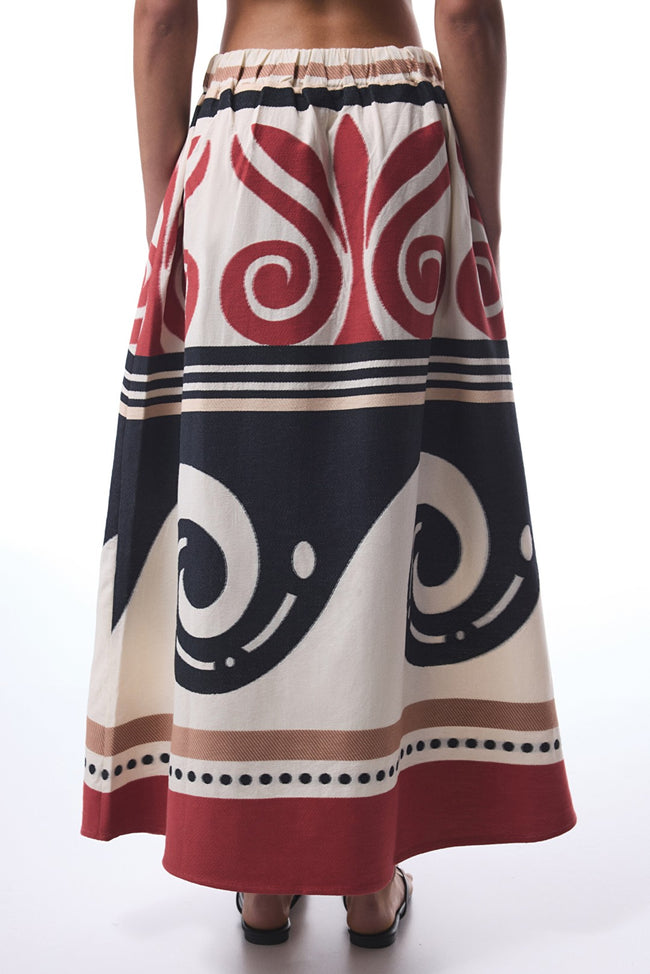 Ethnic Patterned Colorful Shay Long Beach Skirt Main Image