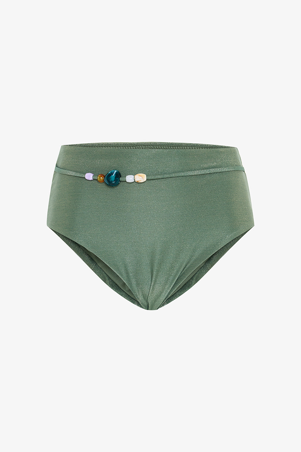 Green Beaded High Waist Bikini Bottom