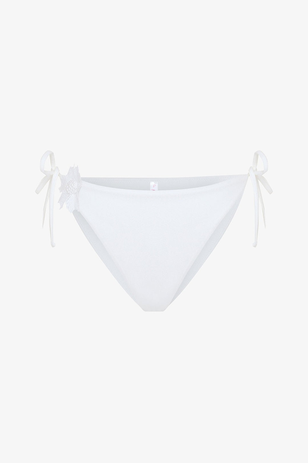Adeline Flower Accessorized White Bikini Bottom - Gamze Erçel Collection
