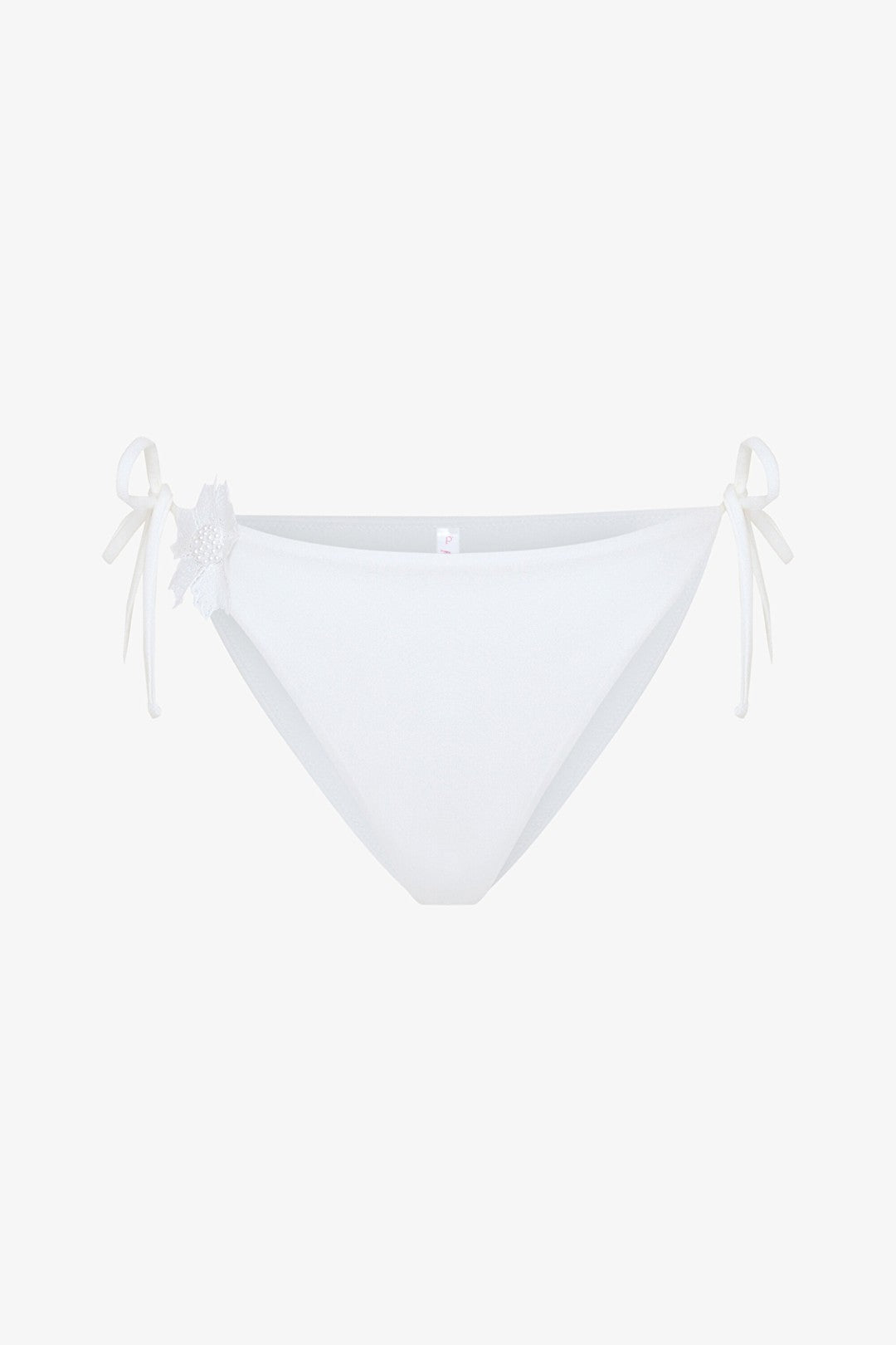 Adeline Flower Accessorized White Bikini Bottom - Gamze Erçel Collection