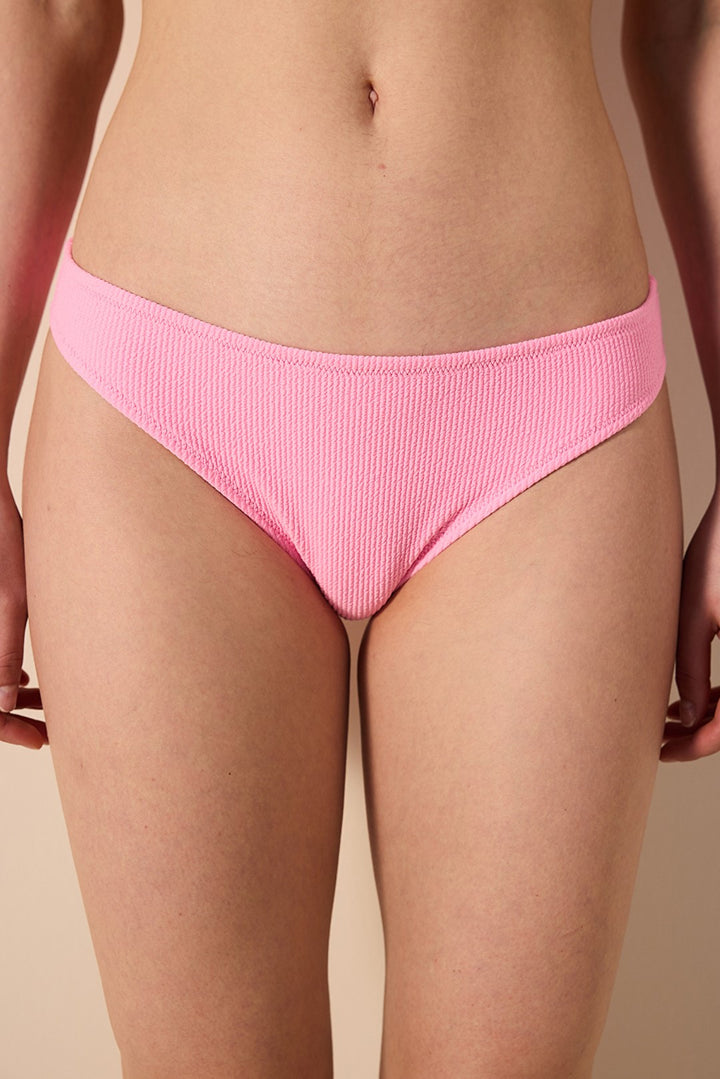 Ruth Slip Textured Light Pink Bikini Bottom