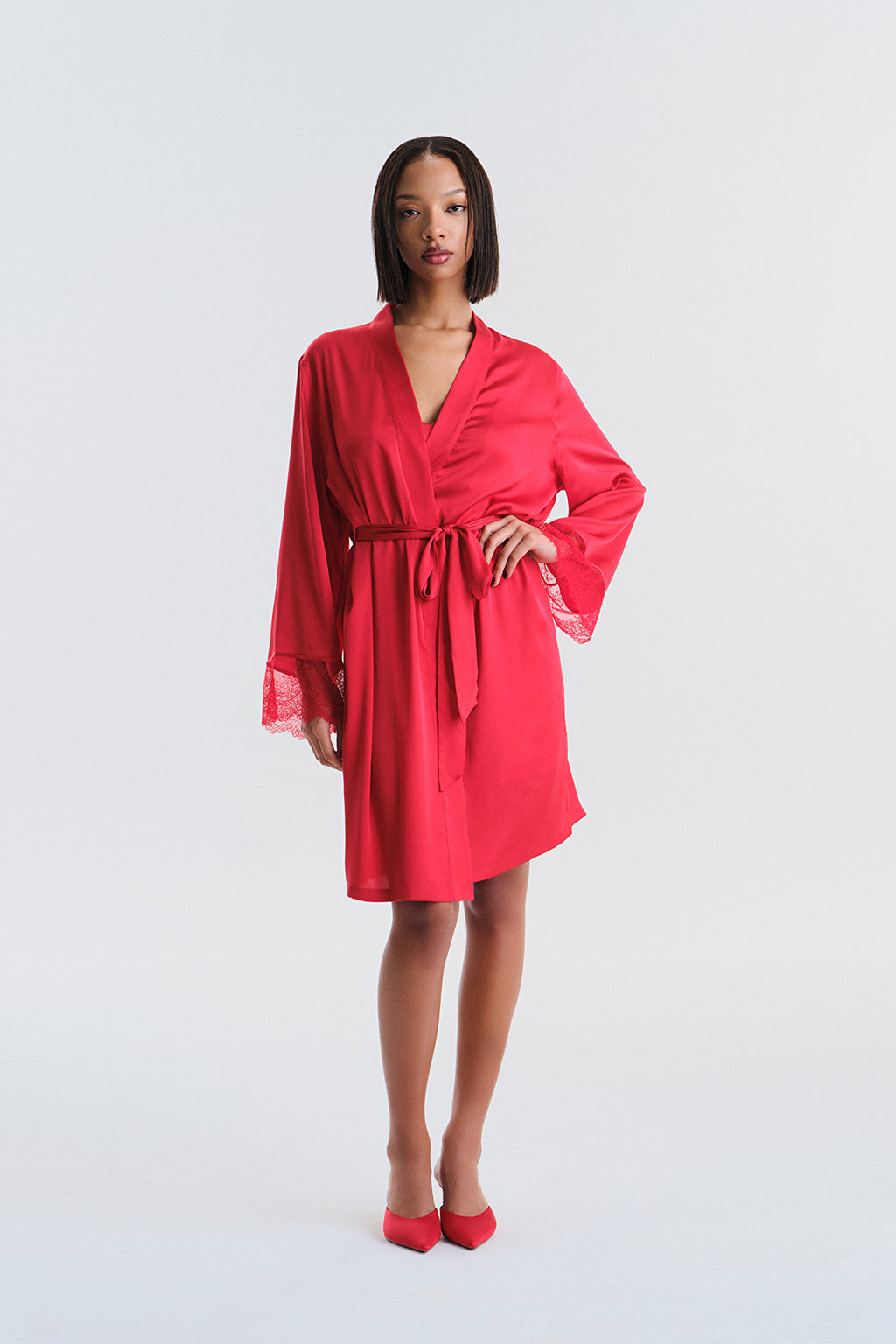 Ange Red Dressing Gown - Privee Collection