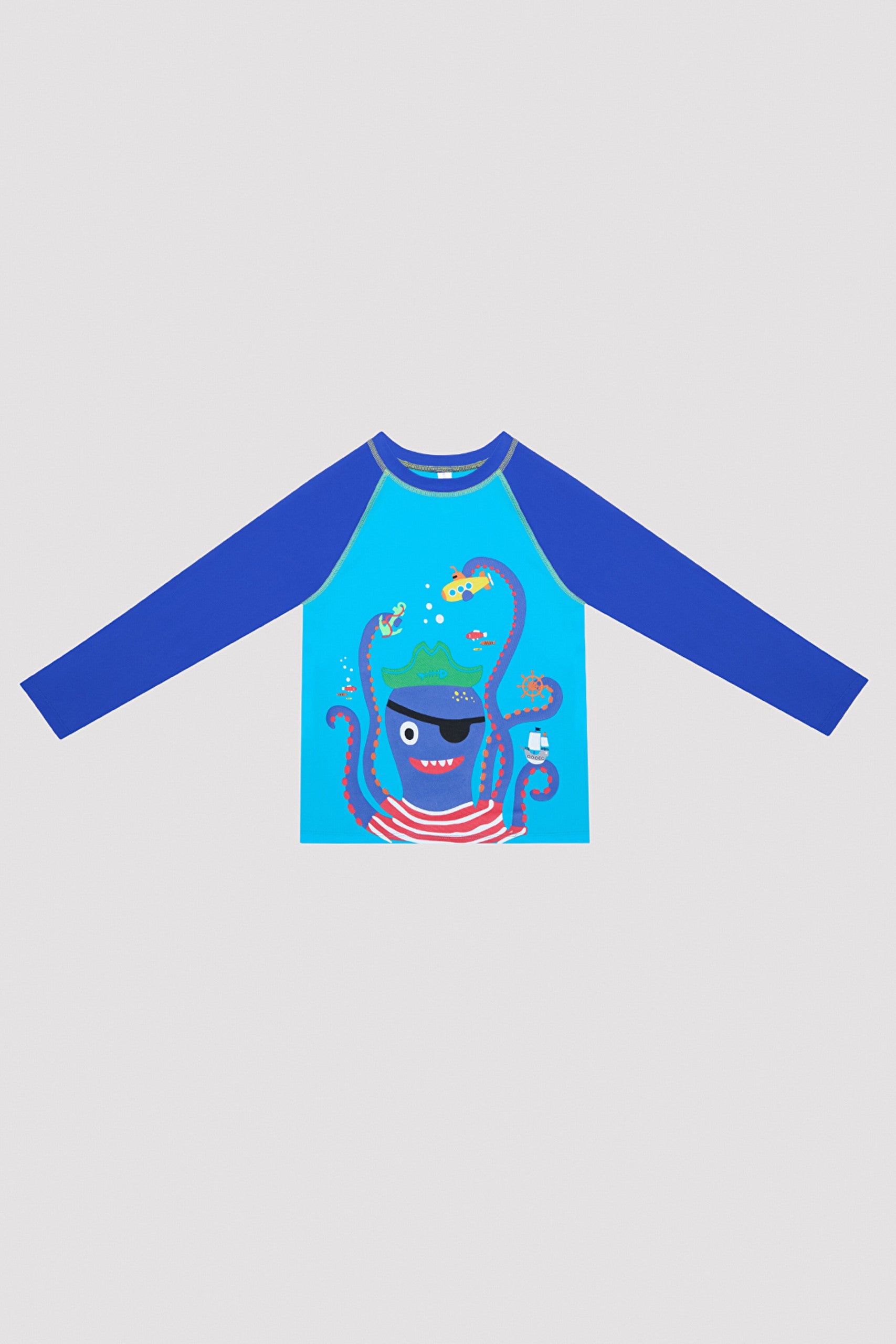 Boys Pirate Octopus Blue Swim Top