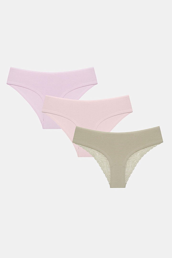 Natural Tones Lacy Detailed 3-pack Hipster Panties