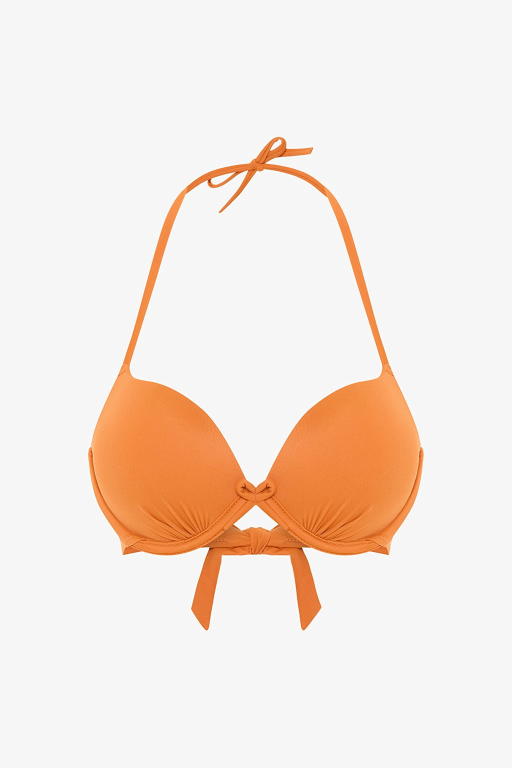 Orange Halter Neck Push Up Bikini Top