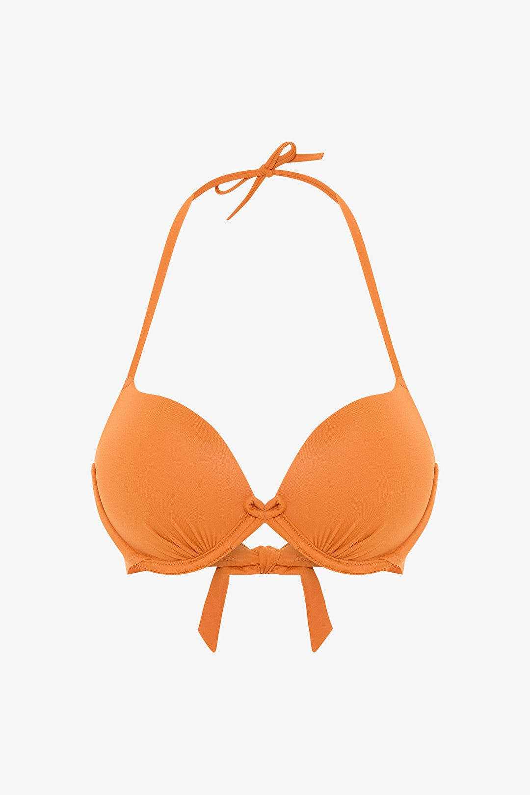 Orange Halter Neck Push Up Bikini Top