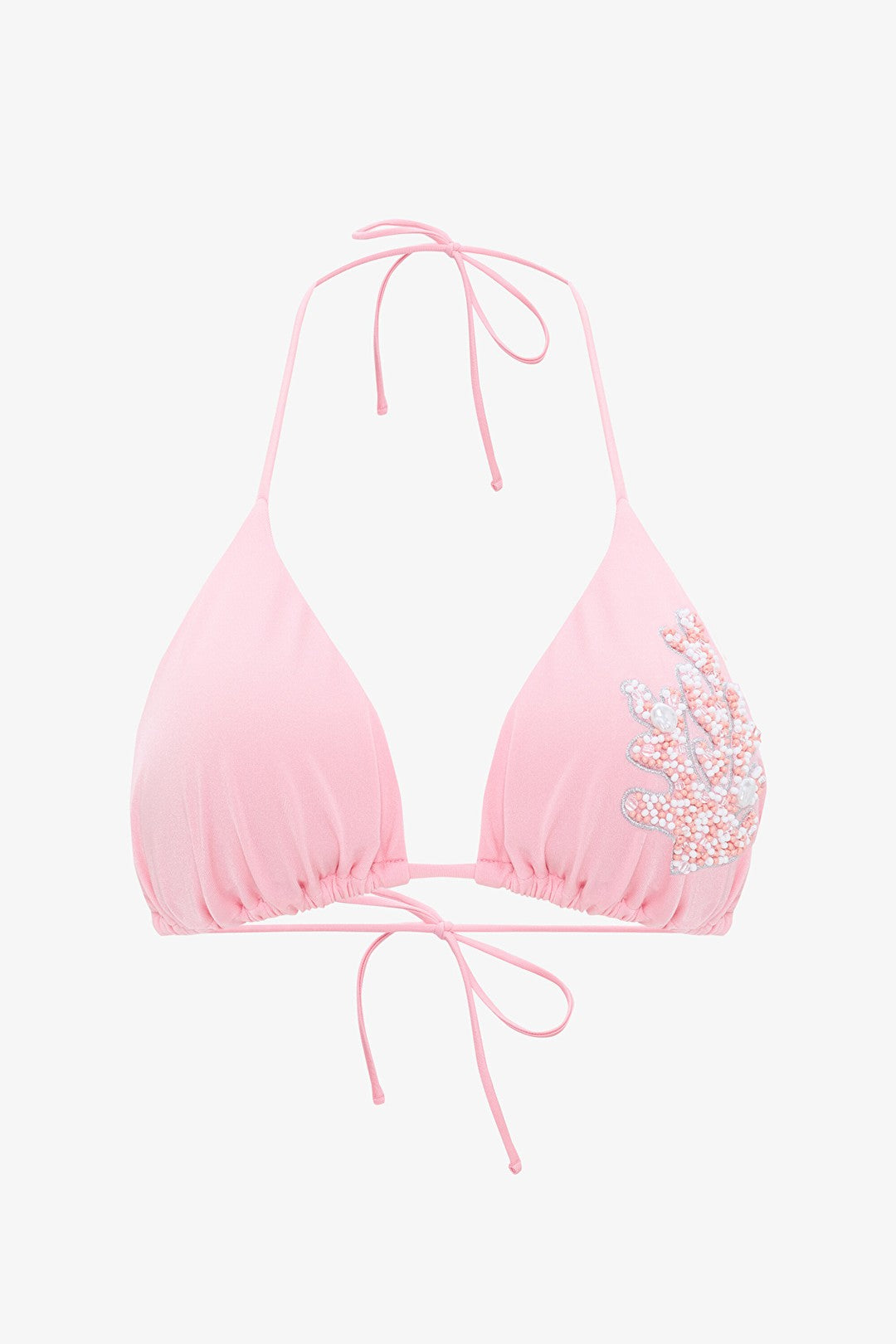 Pink Pearl Triangle Bikini Top - Gamze Erçel Collection