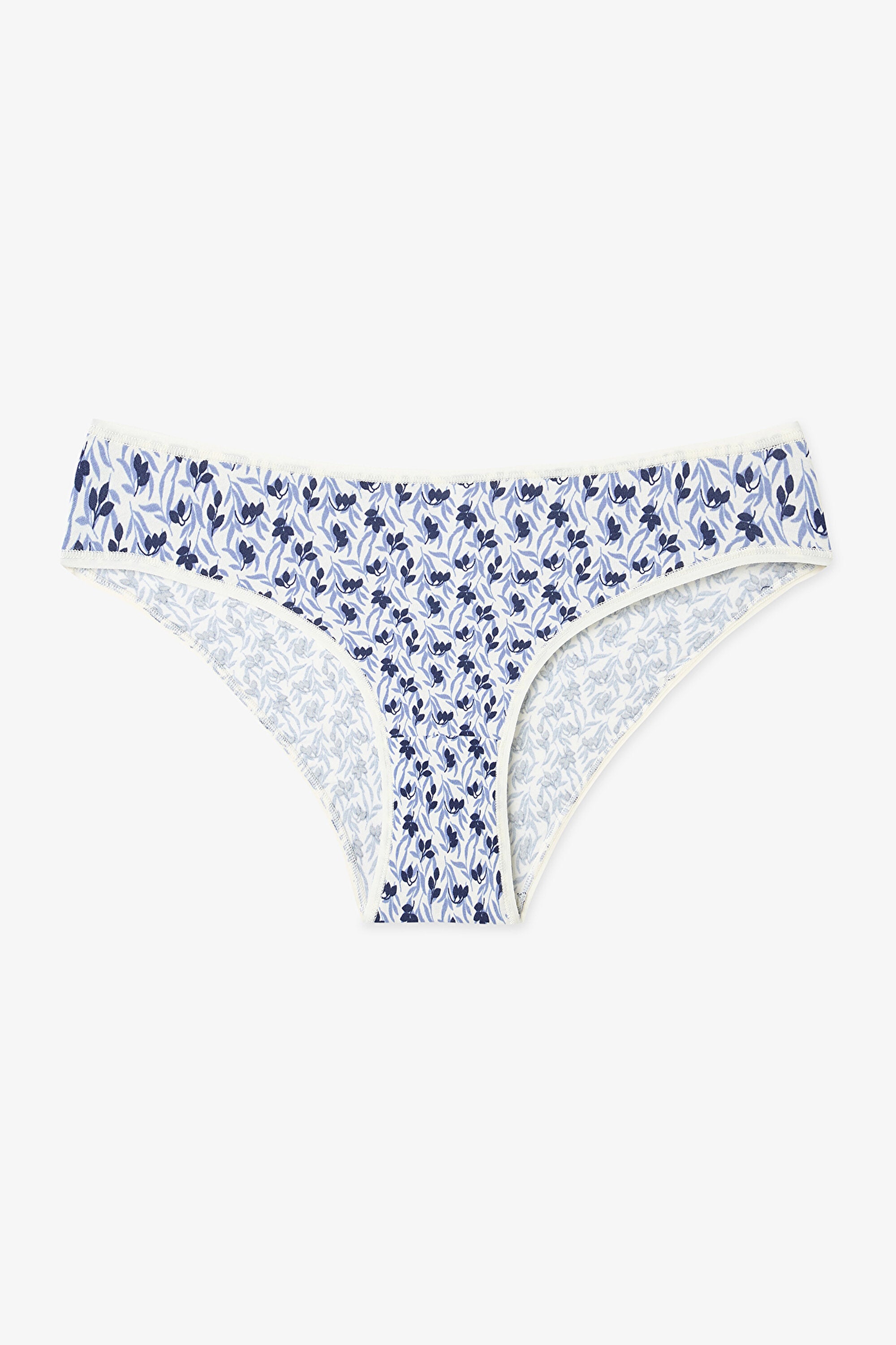 Blue Autumn Leaf Pattern Low Waist 3-Pack Briefs