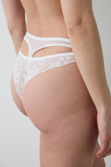 Sequin Lace Brazilian Off White Thong Panties