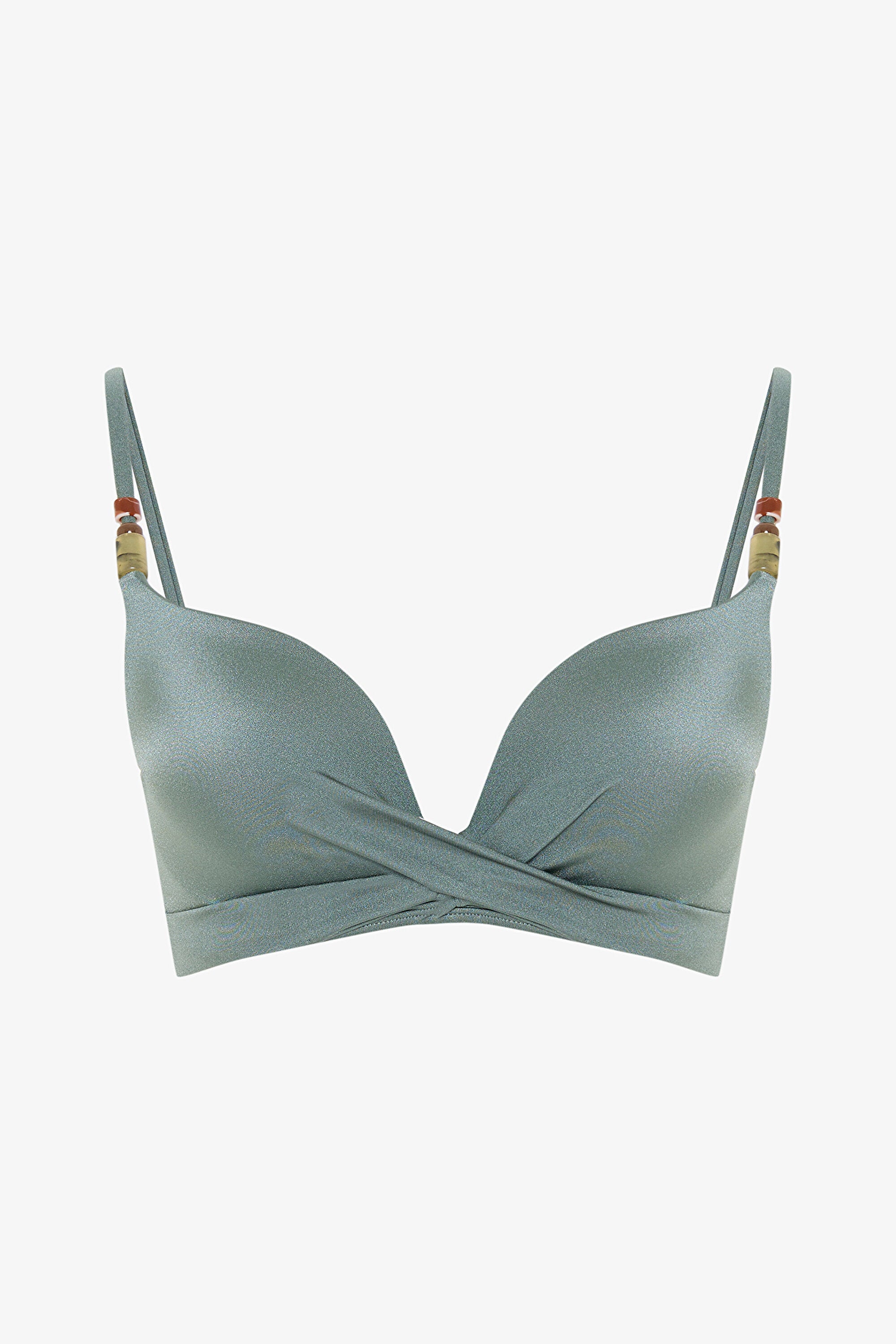 Khaki Silves Push Up Bikini Top