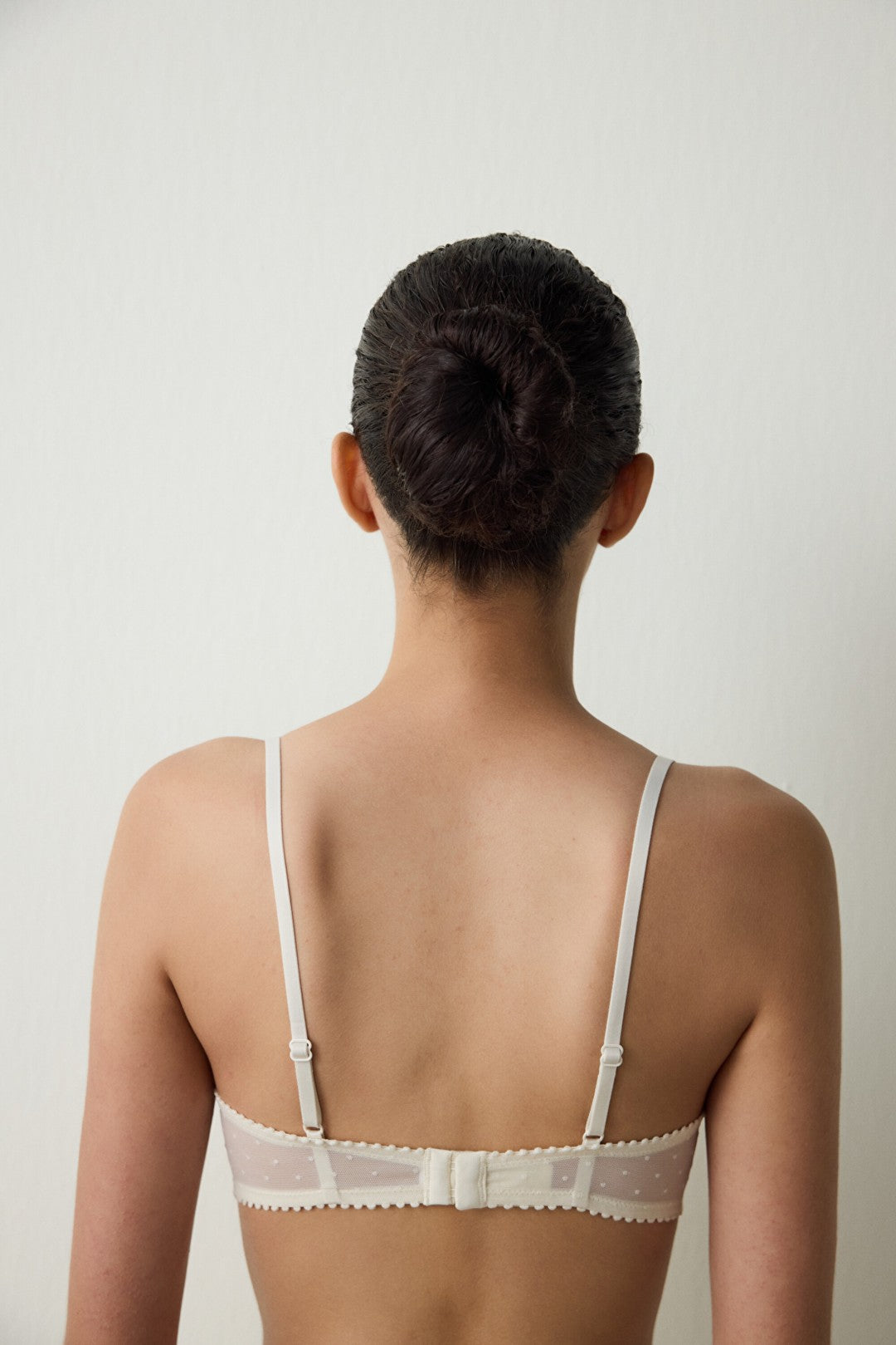 Beige Polka Dot Embroidered Underwire Non-Padded Minimizer Bra