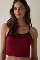 Claret Red Removable Padded Crop Athlete