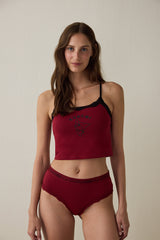 Claret Red Removable Padded Crop Athlete