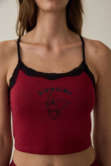 Claret Red Removable Padded Crop Athlete