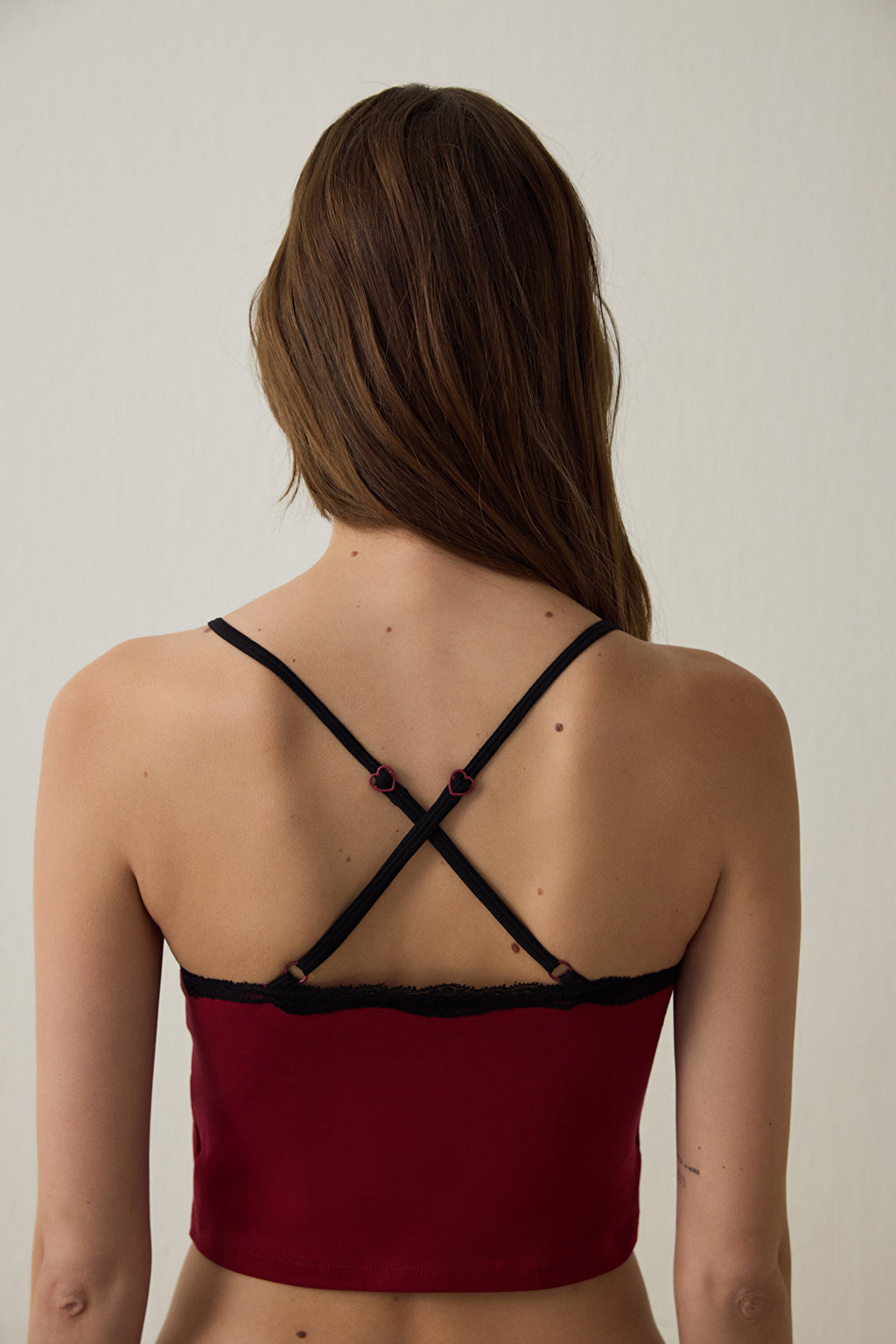 Claret Red Removable Padded Crop Athlete