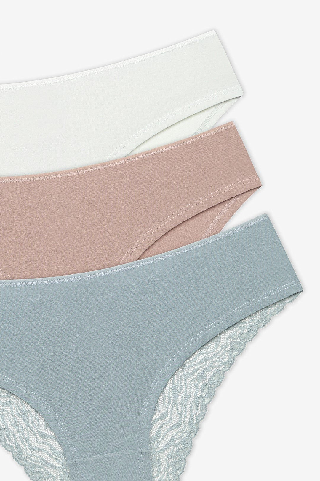 Leaf Tones Lacy Detailed 3-Pack Multicolored Hipster Panties