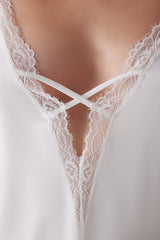 Satin White Strappy Babydoll