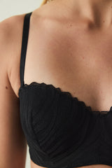 Black Lotus Embroidered Zebra Pattern Strapless Underwired Non-Padded Bra