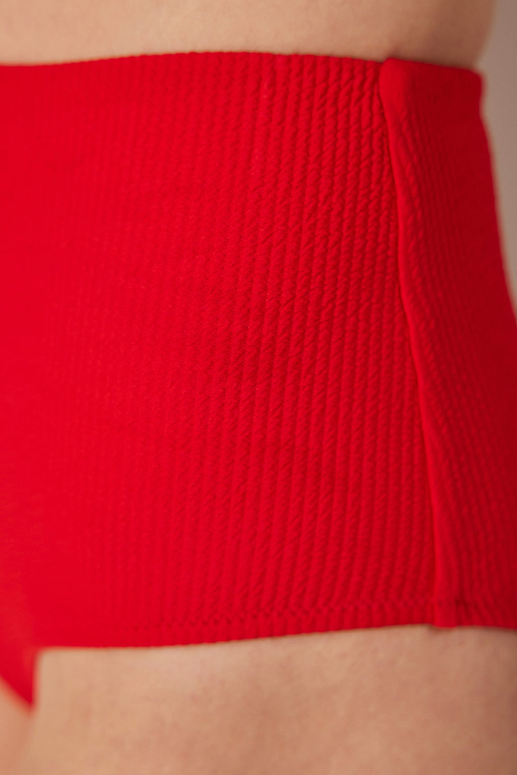 Andy High Textured Red Bikini Bottom