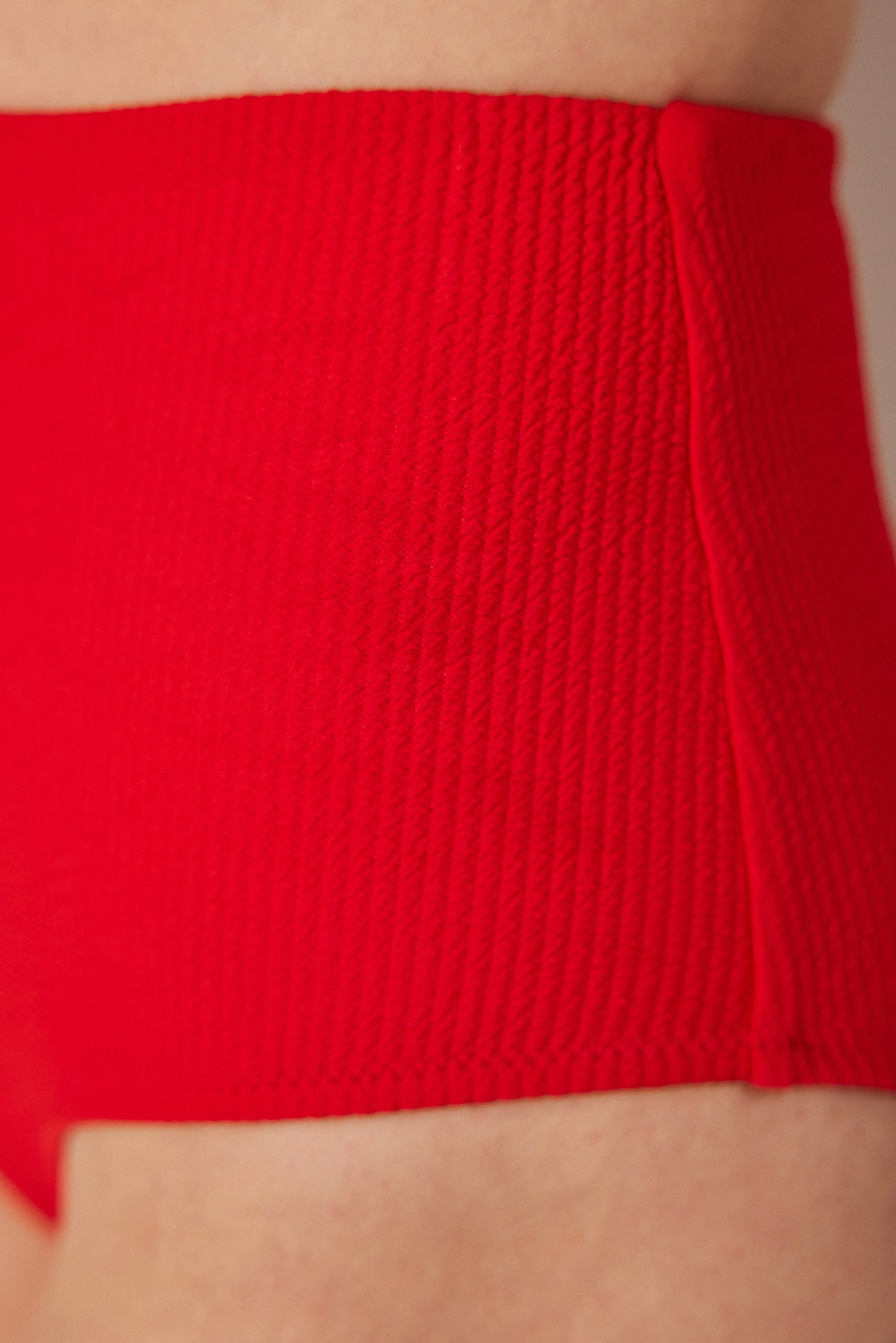 Andy High Textured Red Bikini Bottom