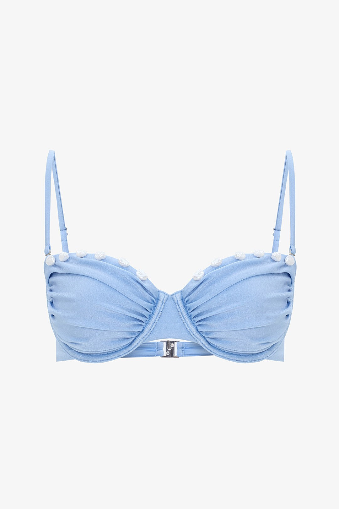 Seashell Beaded Blue Underwire Bikini Top - Gamze Erçel Collection