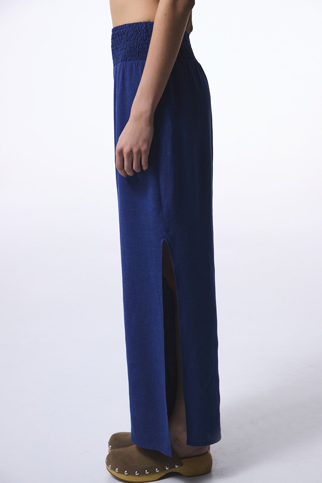 Navy Blue Lina Linen Long Trousers