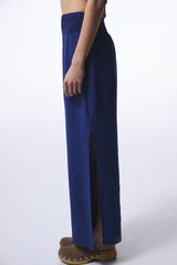 Navy Blue Lina Linen Long Trousers
